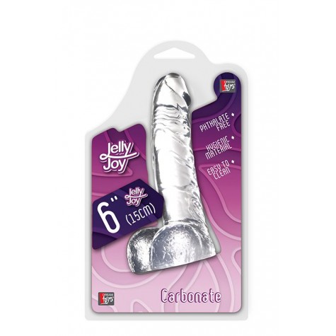 Прозрачный фаллоимитатор из желейного материала JELLY JOY CARBONATE CLEAR - 15,2 см.